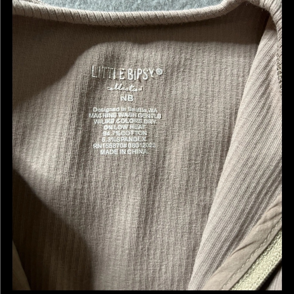 Little Bipsy One Piece Sleeper Outfit Baby Boys Girls Newborn Brown Neutral Rib - Picture 2 of 4